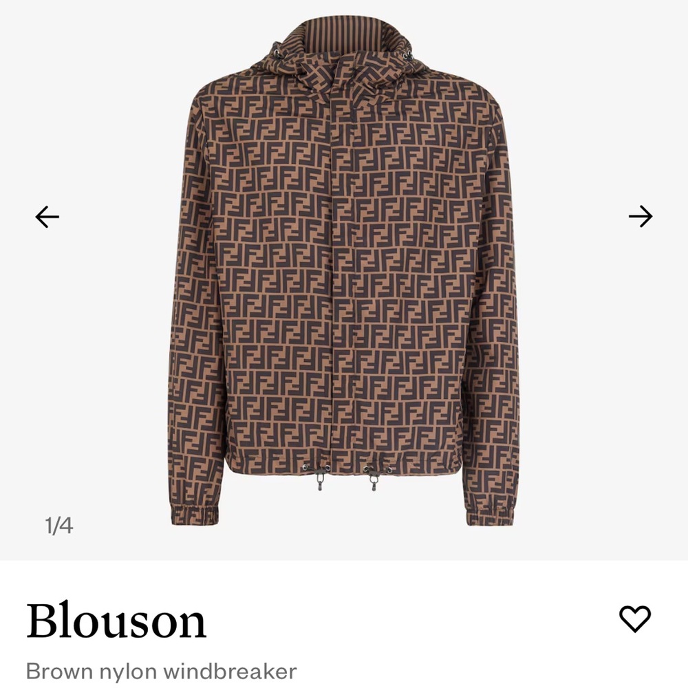 Fendi Blouson Brown nylon windbreaker